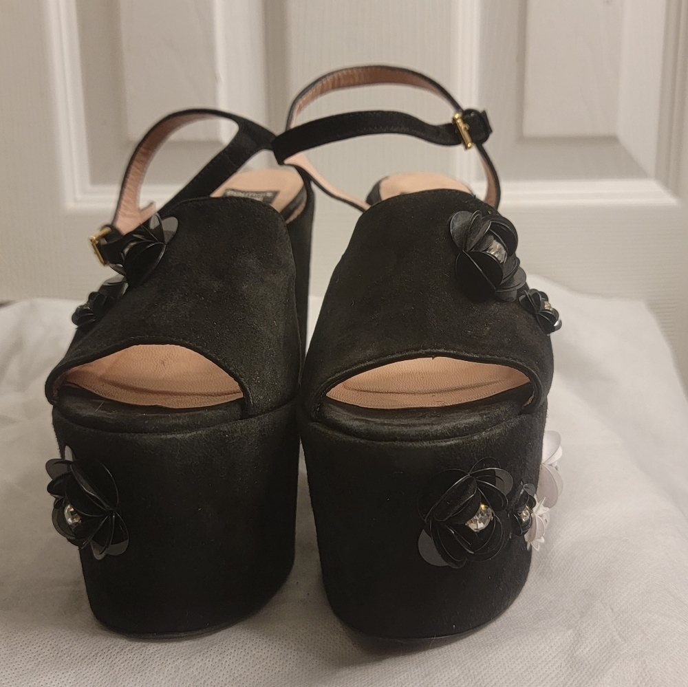 Boutique Moschino black suede high platform heels sandals Shoes Size 38 - Picture 8 of 16